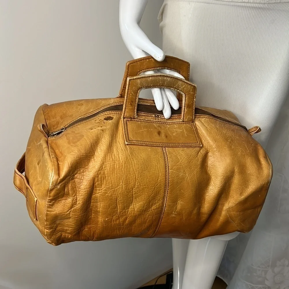 Vintage 16” Belting Leather Zip Duffel Bag